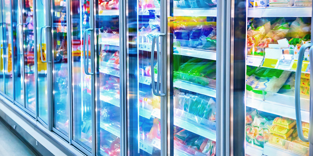 commercial refrigerator in grocery store